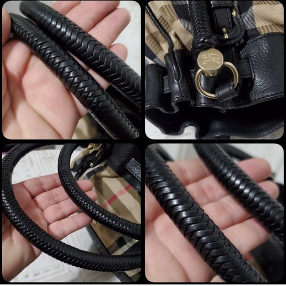 Burberry Nova Check Woven Leather Bucket Bag - Picture 6 of 9